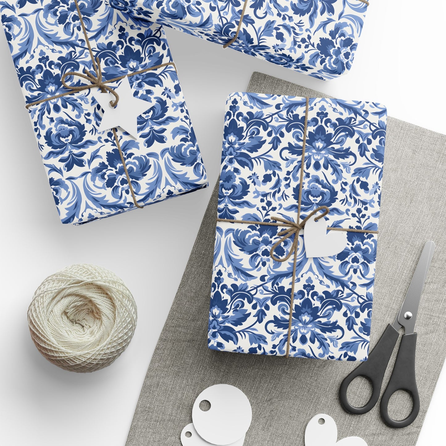 Blue Damask Wrapping Paper