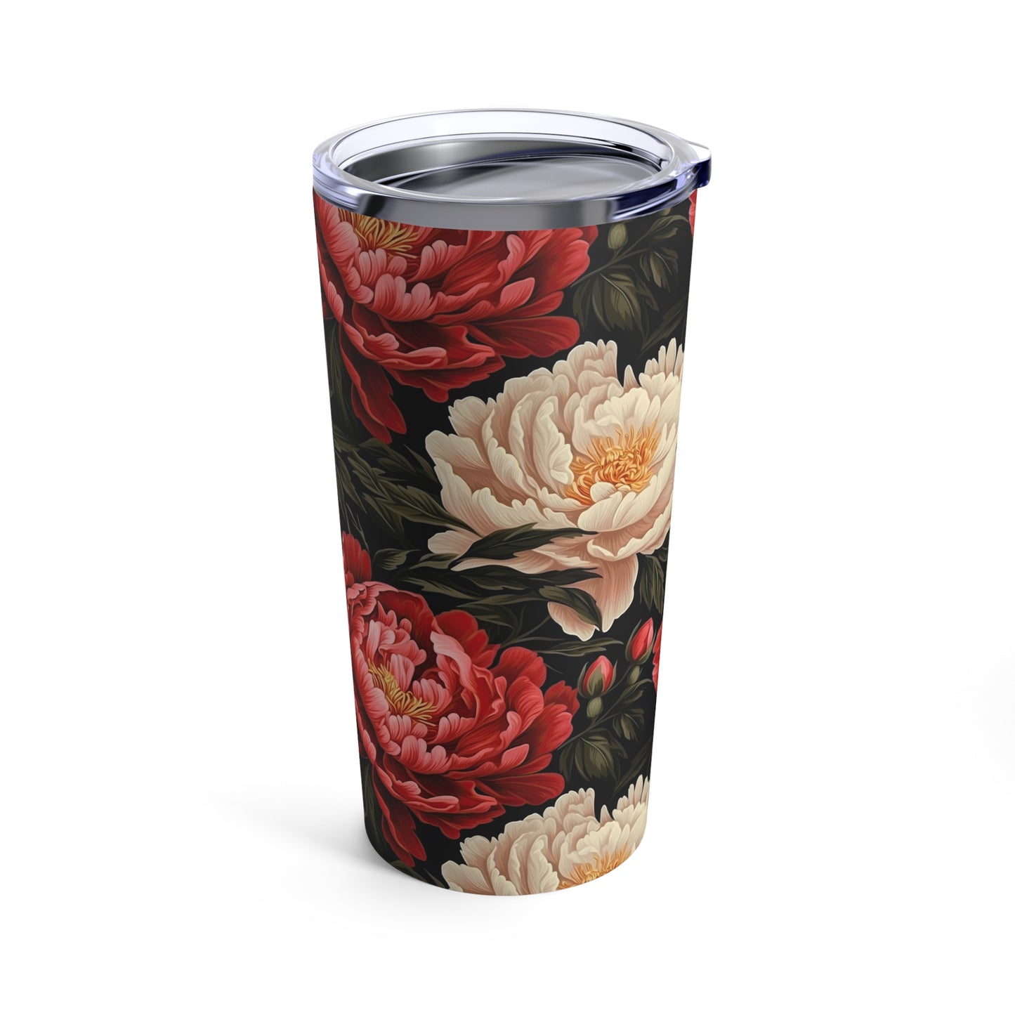 Red and White Peony Tumbler 20oz Flower Tumbler Garden Theme