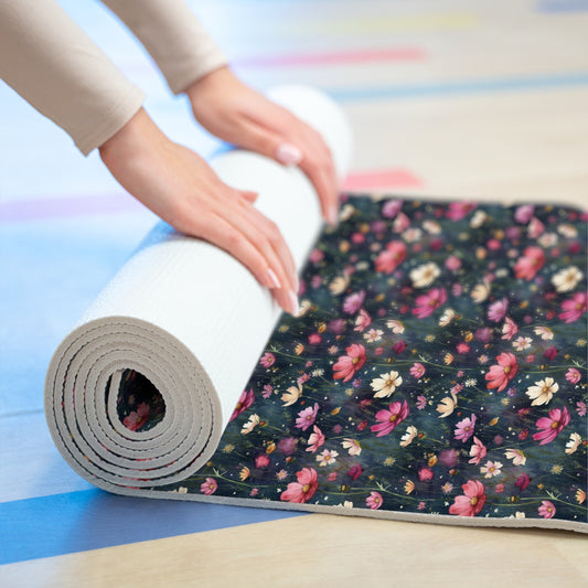 Field of Cosmos Cottagecore Foam Yoga Mat 24x72in
