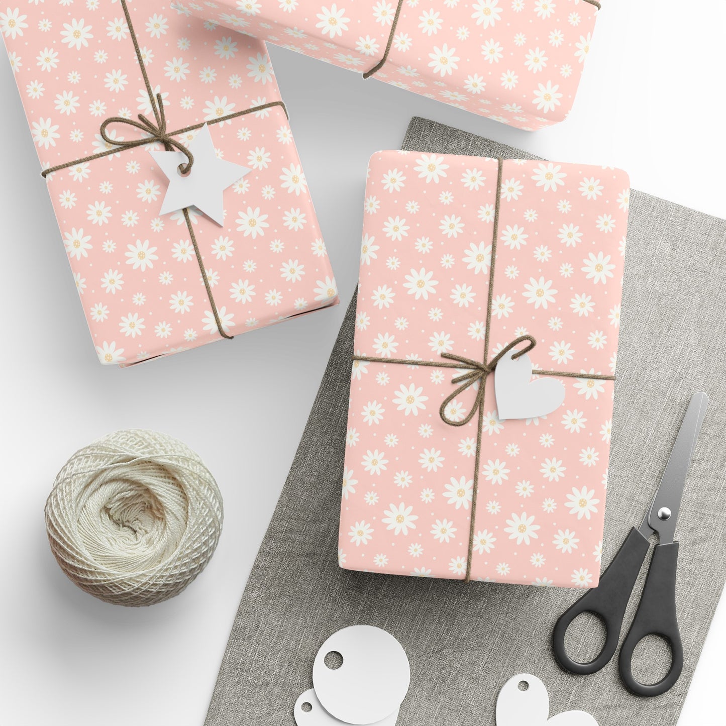 Pink Daisy Floral Wrapping Paper