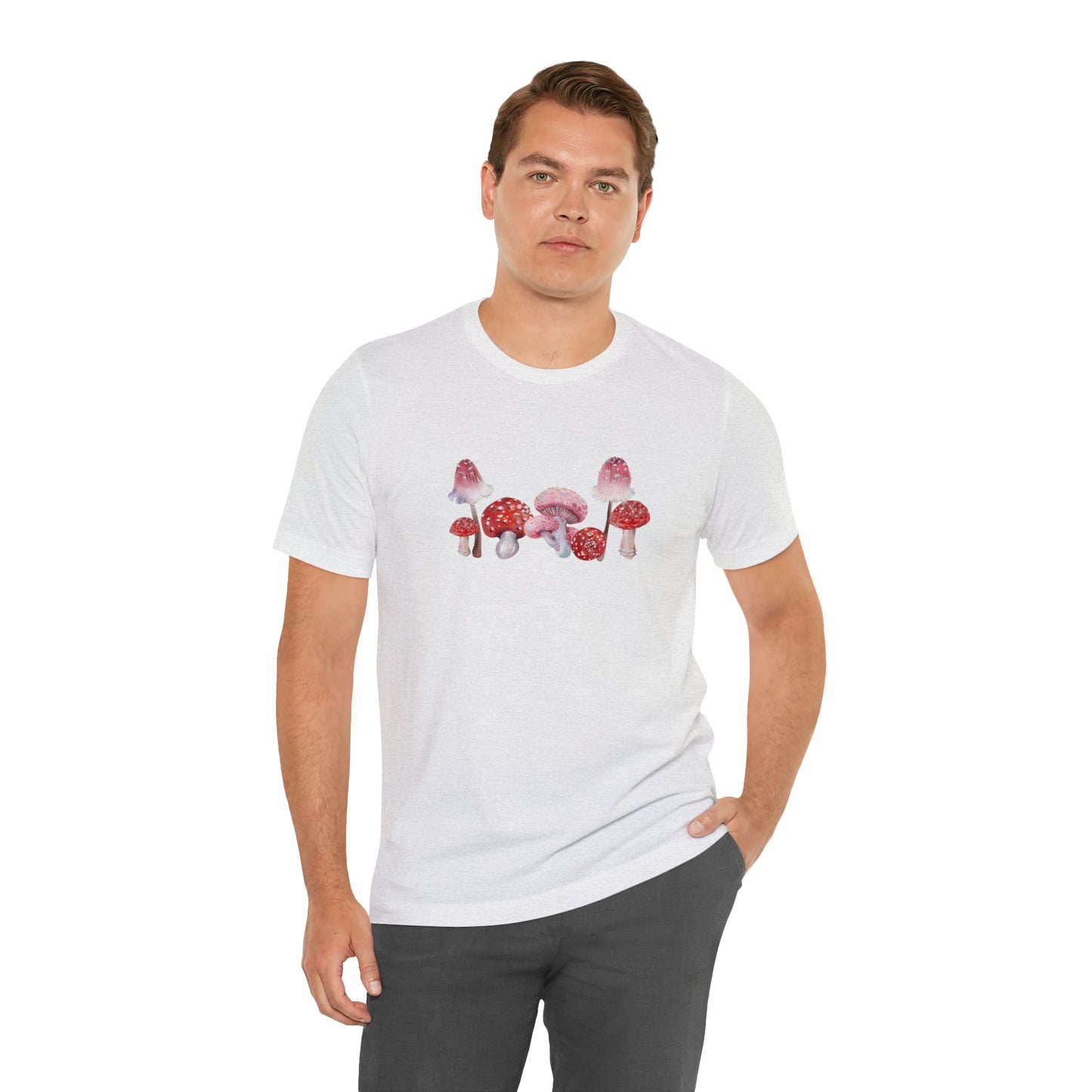 Unisex Red Watercolor Mushroom Jersey Short Sleeve Tee