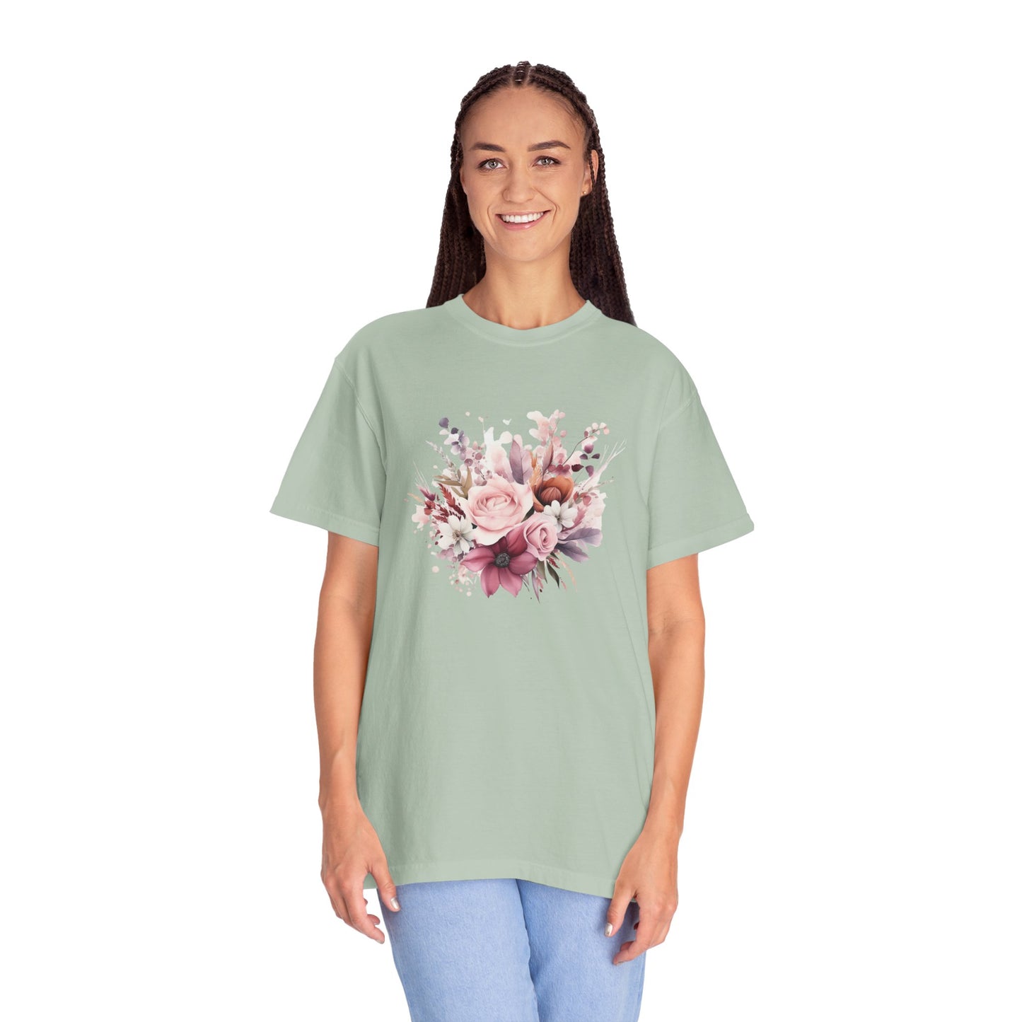 Watercolor Floral Bouquet T-shirt, Unisex Tee, Flower Print Shirt, Botanical Graphic Top, Gardening Gift, Spring Fashion