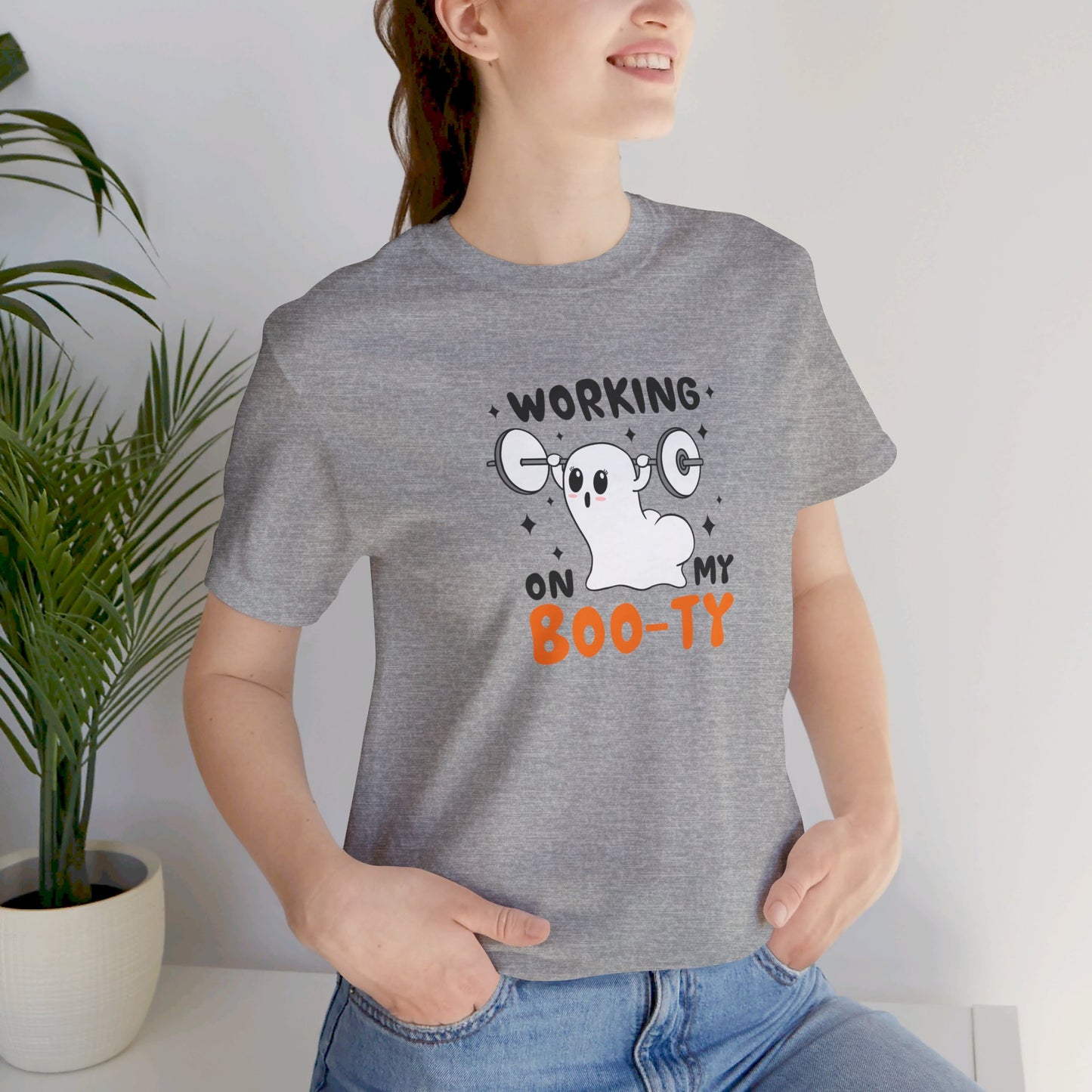 Working on My Booty Ghost Unisex Jersey Short Sleeve Tee Halloween Shirt