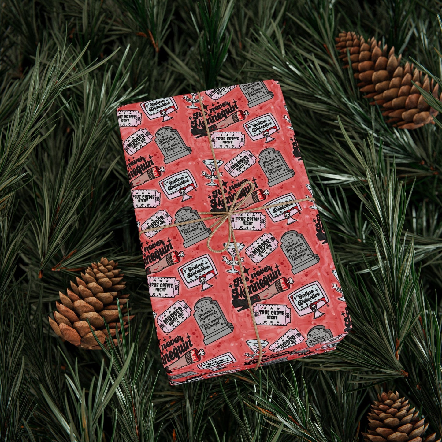 Wrapping Paper - Fun True Crime Hand Drawn Design