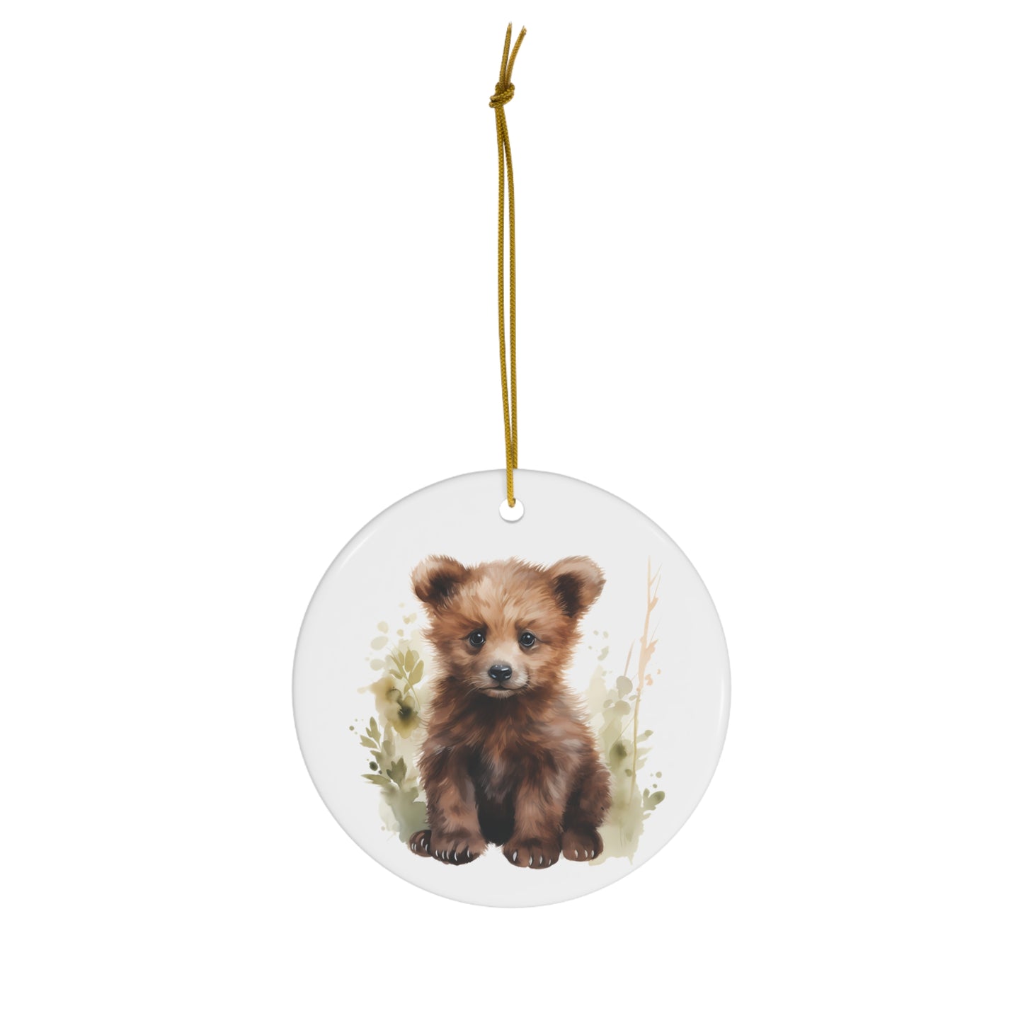 Cute Watercolor Baby Bear Ceramic Ornament