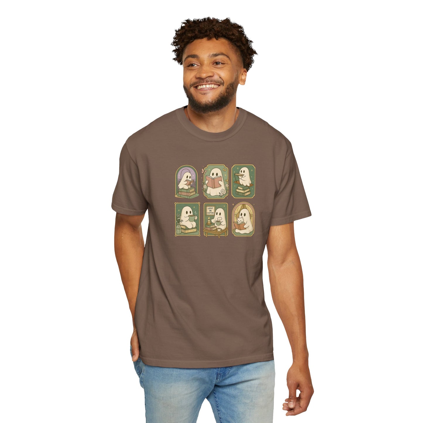Ghostly Bookish T-Shirt with Cute Frames Design