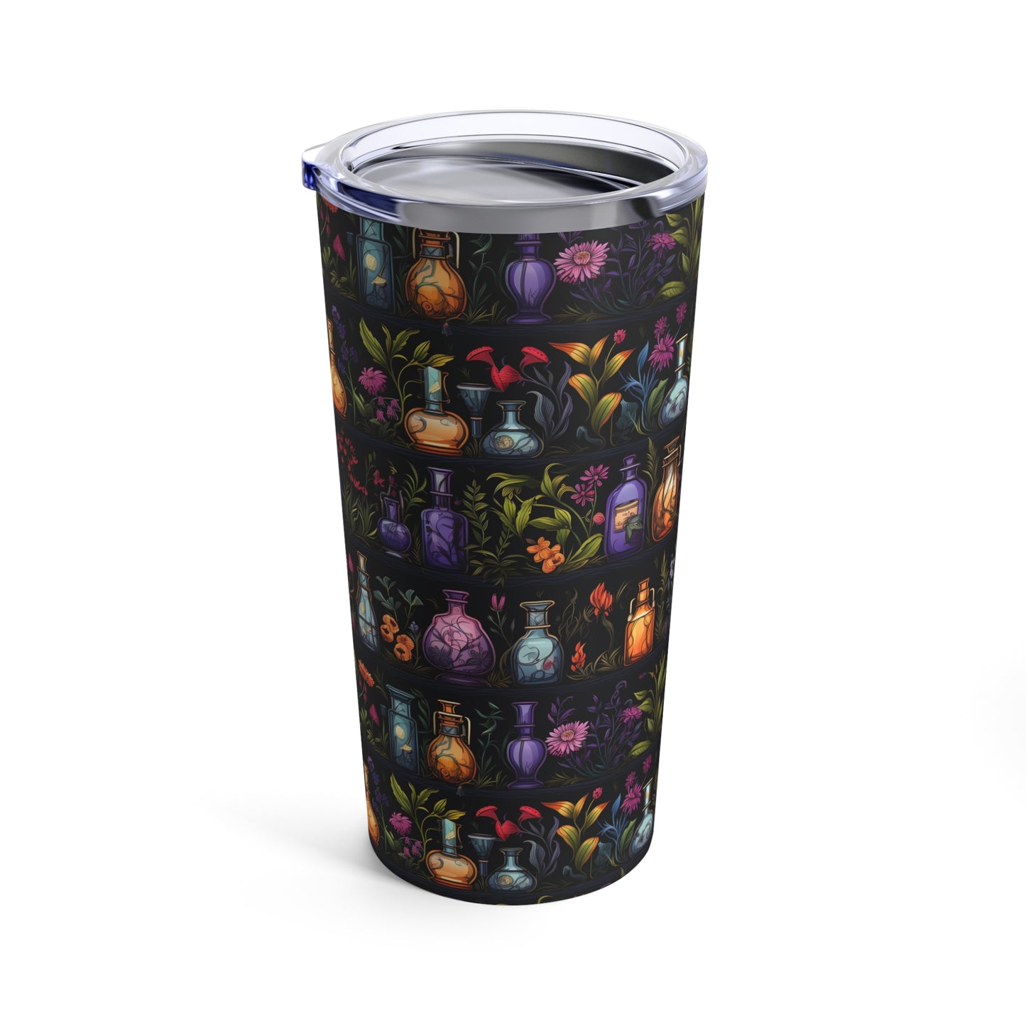 Purples Apocothary Jars with Flowers Tumbler 20oz