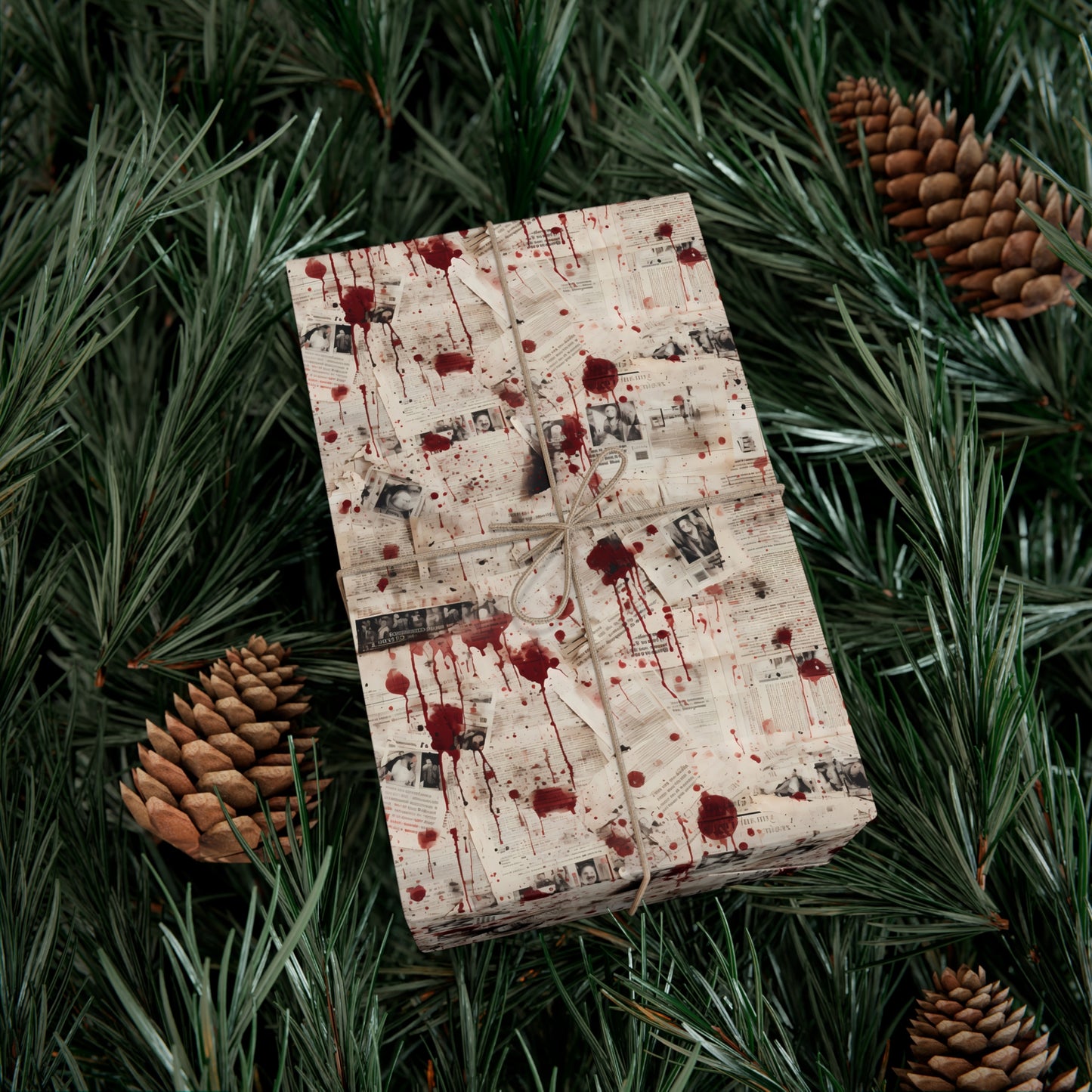 Wrapping Paper - Horror Newspaper Halloween Unique Design
