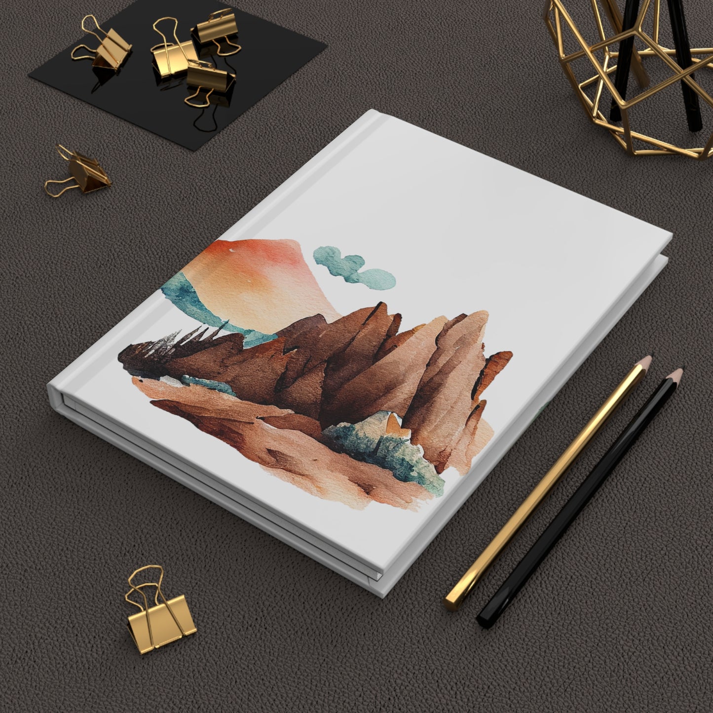 Watercolor Desert Mountain Hardcover Journal Matte Notebook