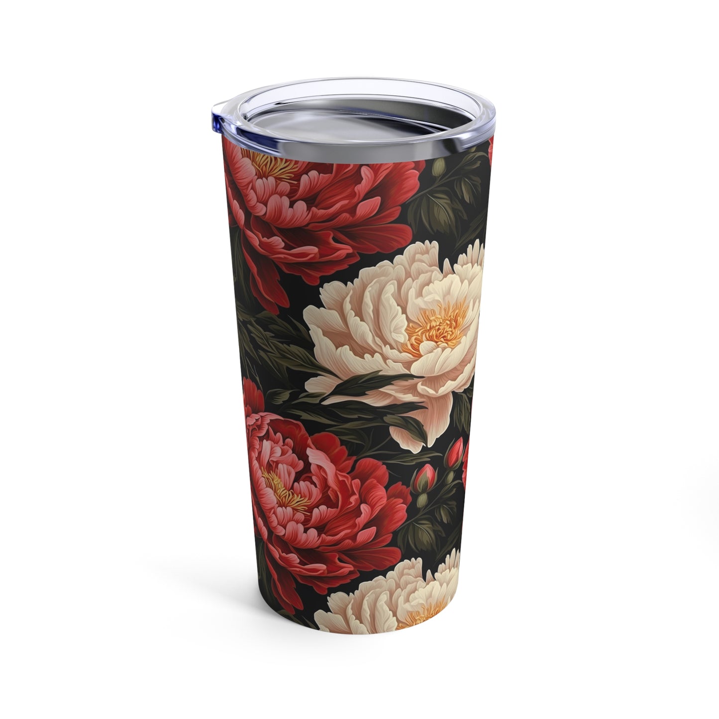 Red and White Peony Tumbler 20oz Flower Tumbler Garden Theme