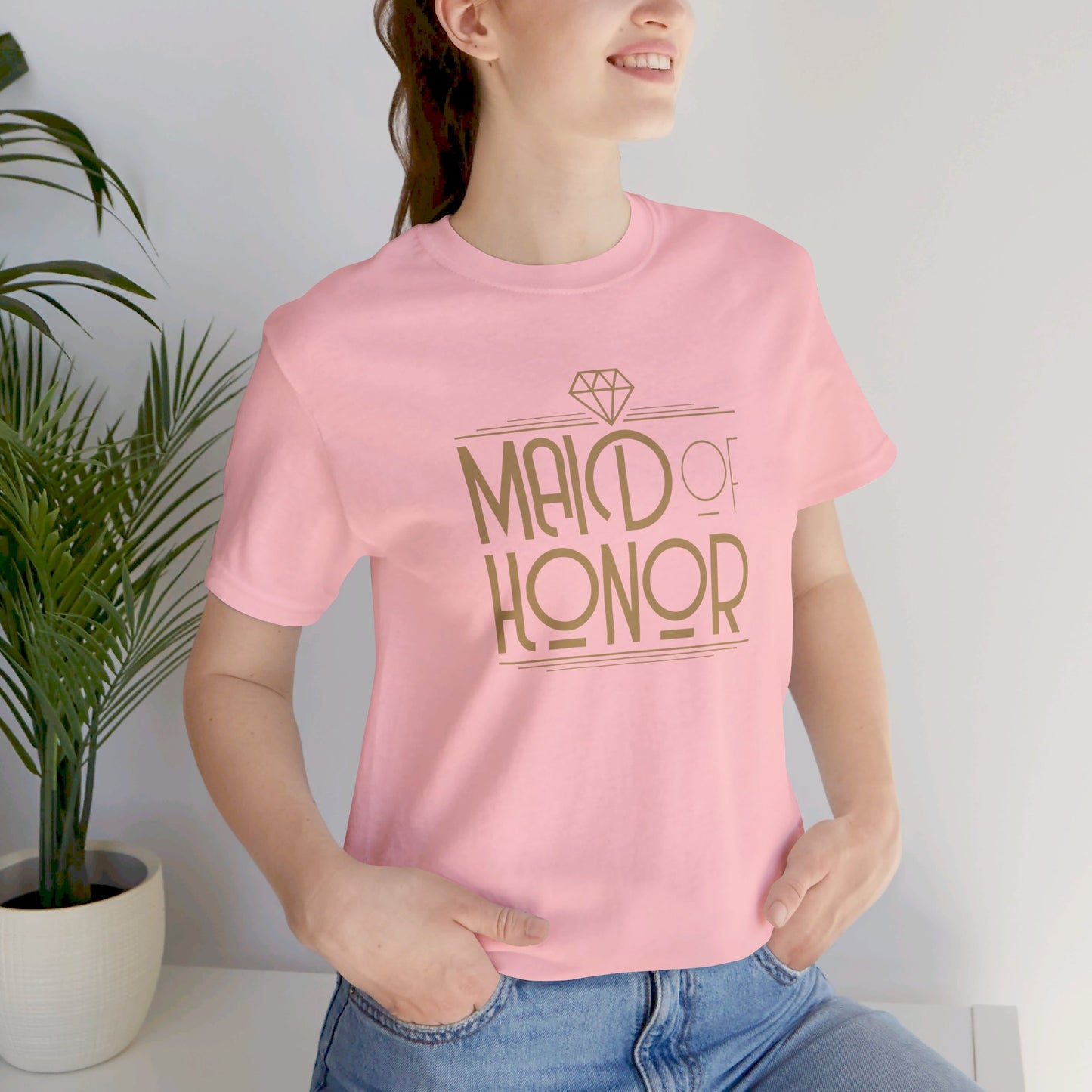 Maid of Honor Art Deco Unisex Jersey Short Sleeve Tee Bachelorette Party Shirt