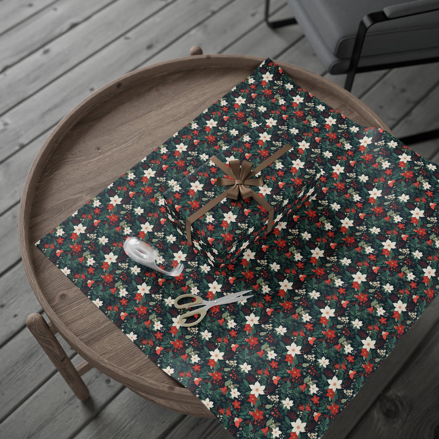 Christmas Flower Gift Wrapping Paper