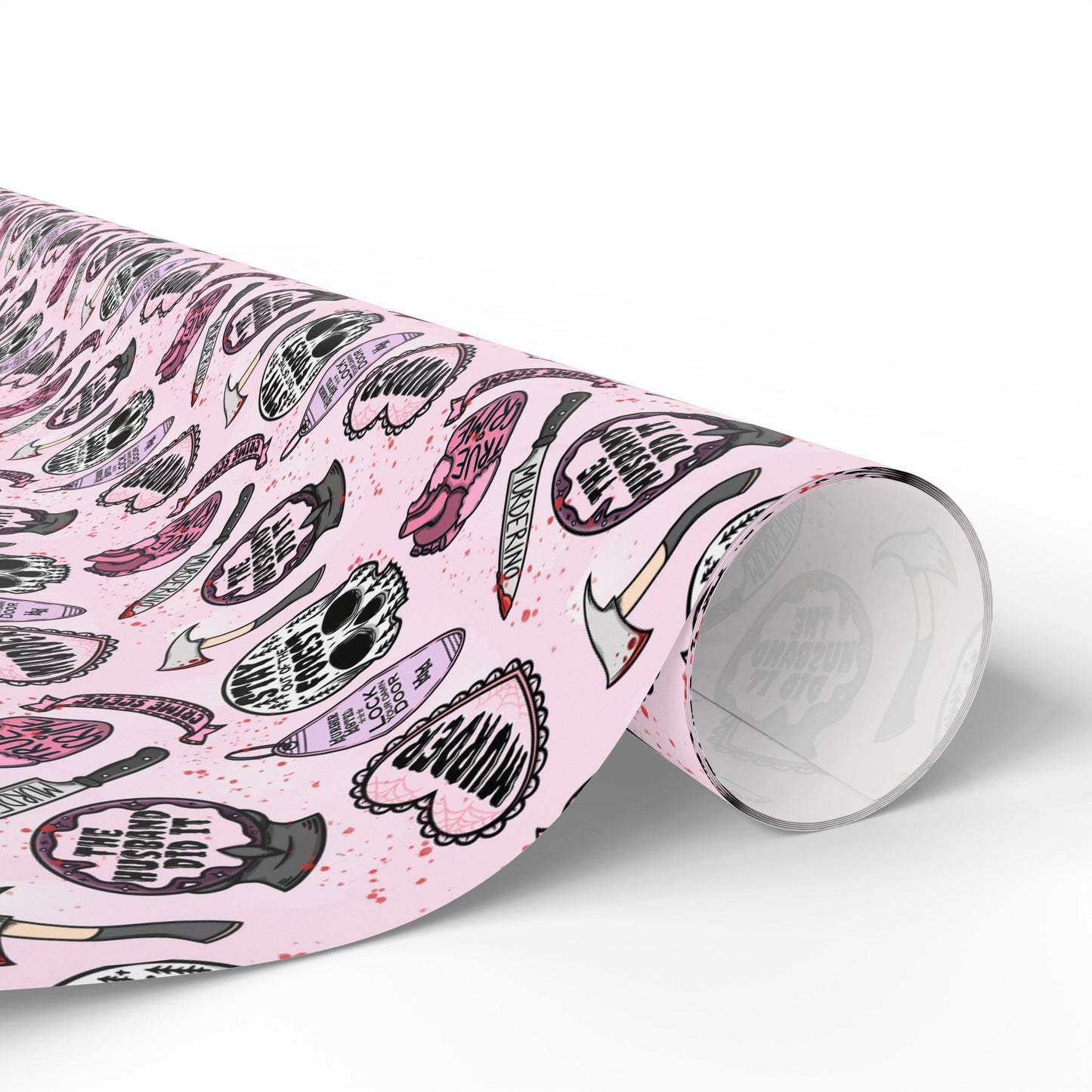 Wrapping Papers - Cute Pastel Pink True Crime Hand Drawn