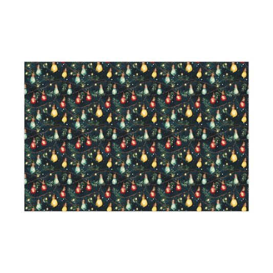 Gift Wrap Papers, Christmas Lights Garland, Retro Watercolor Holiday String Lights, Festive Gift Wrap, Wrapping Paper Roll, Craft Paper Roll