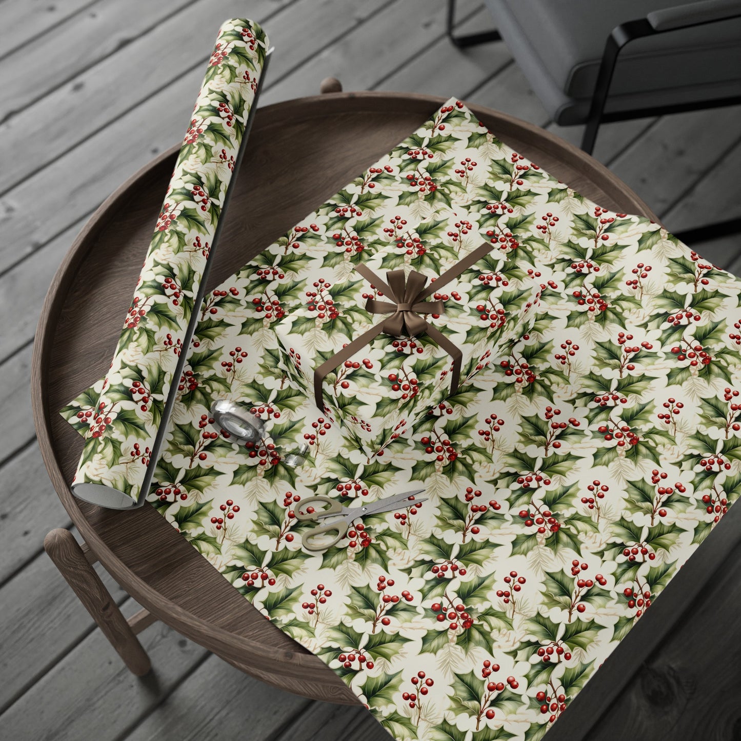 Christmas Gift Wrapping Paper Holly Holiday Wrapping Paper Christmas Gift Wrapping Paper Christmas Holly Paper