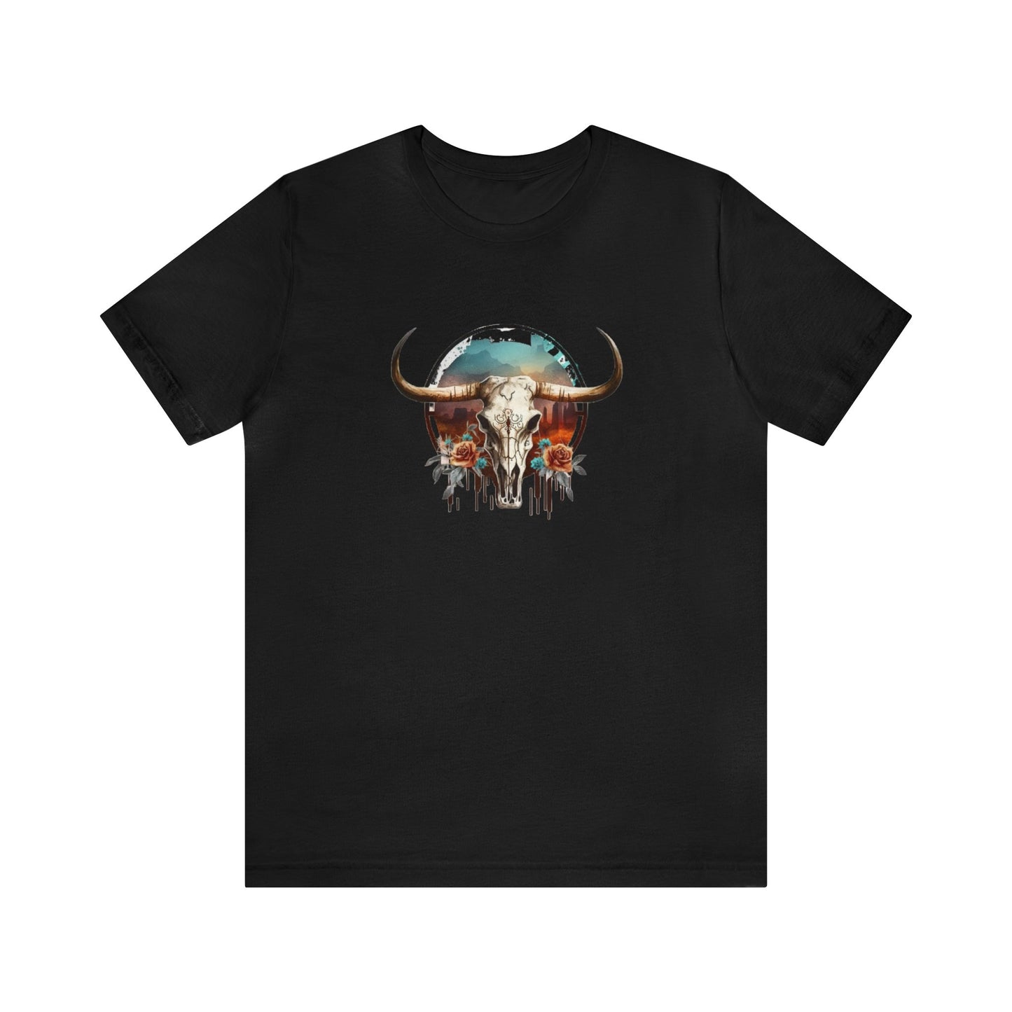 Floral Animal Skull Boho Unisex Jersey Short Sleeve Tee