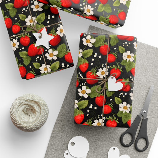 Strawberry Gift Wrapping Paper Holiday Wrapping Paper Christmas Gift Wrapping Paper Gift Paper Birthday Paper