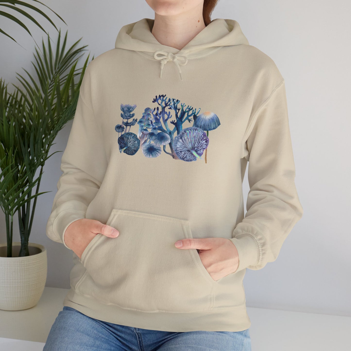 Blue Watercolor Mushroom Heavy Blend Sweatshirt