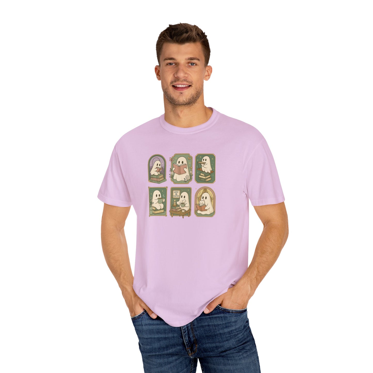 Ghostly Bookish T-Shirt with Cute Frames Design