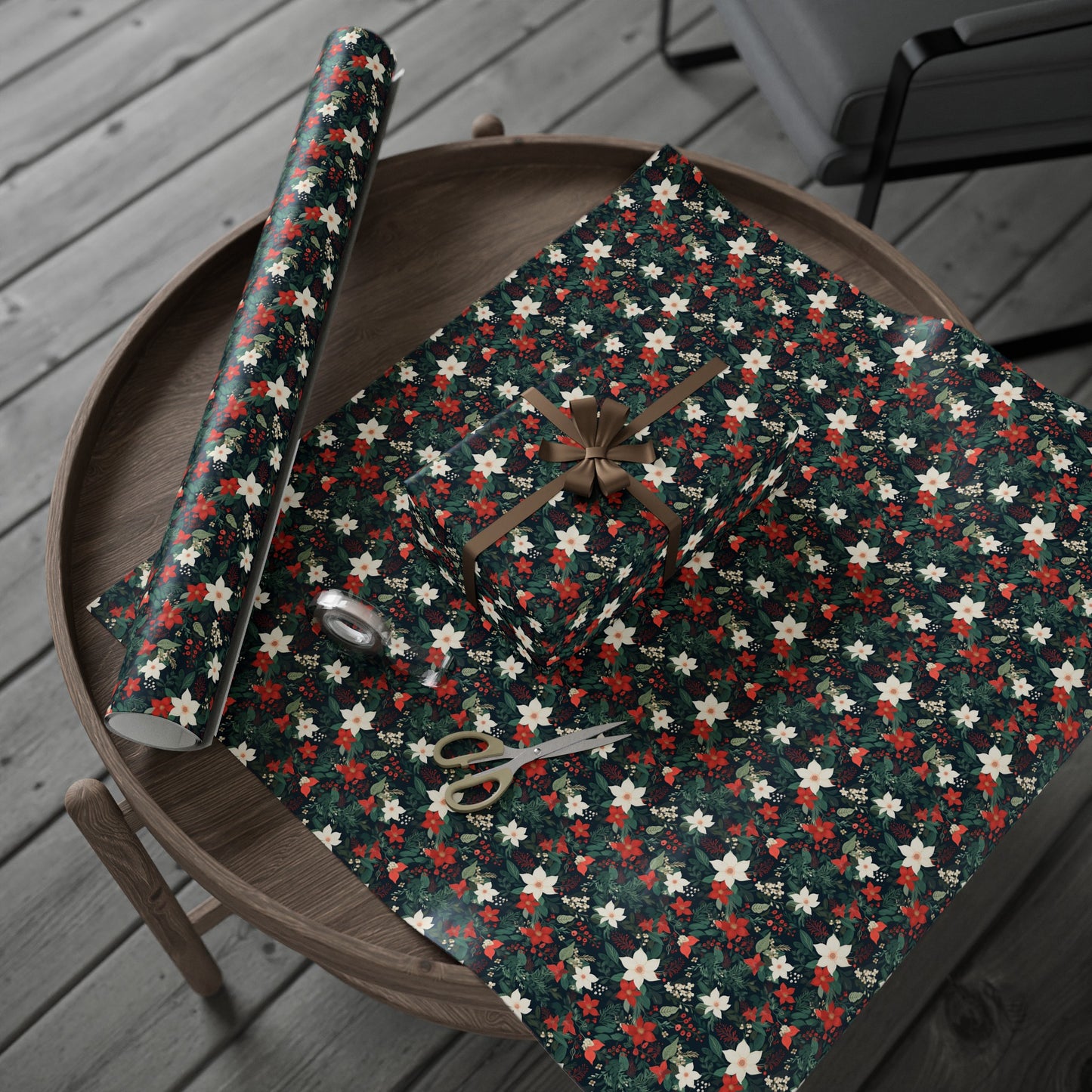 Christmas Flower Gift Wrapping Paper