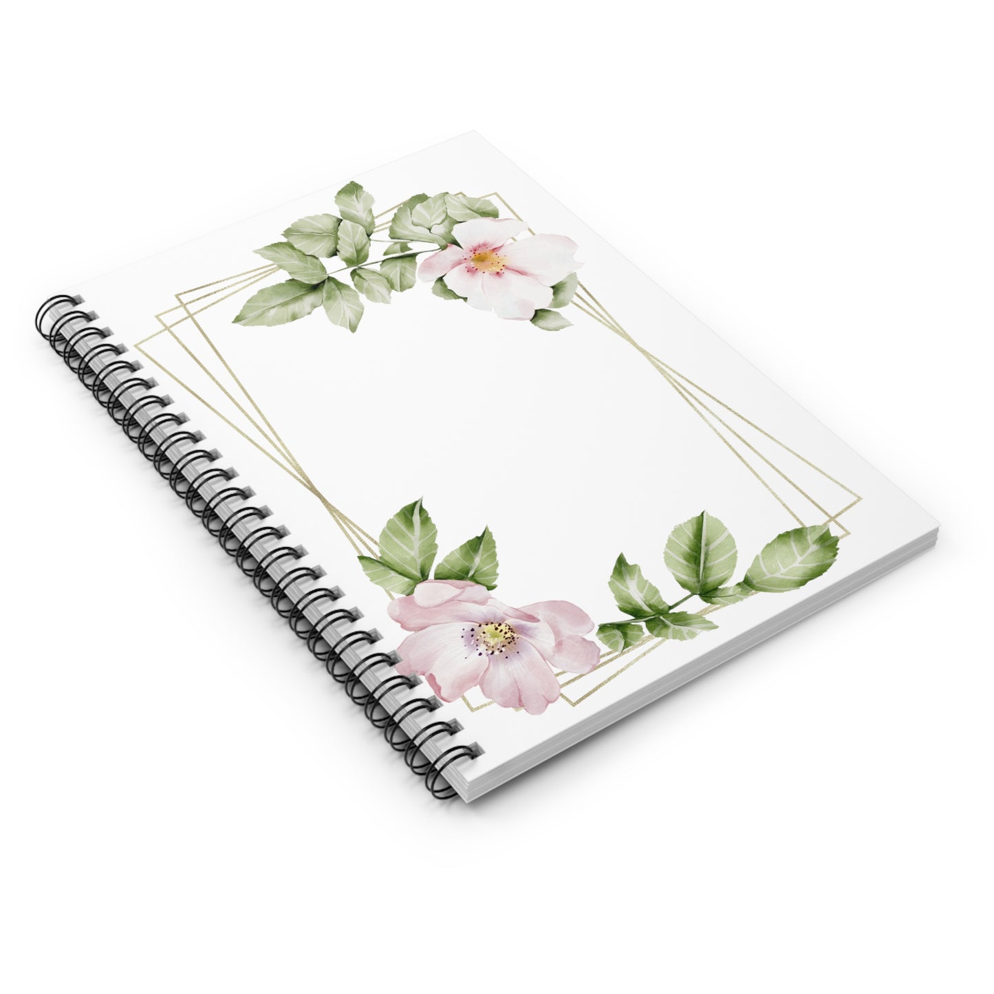 Rose and Gold Frame Spiral Notebook - Ruled Line