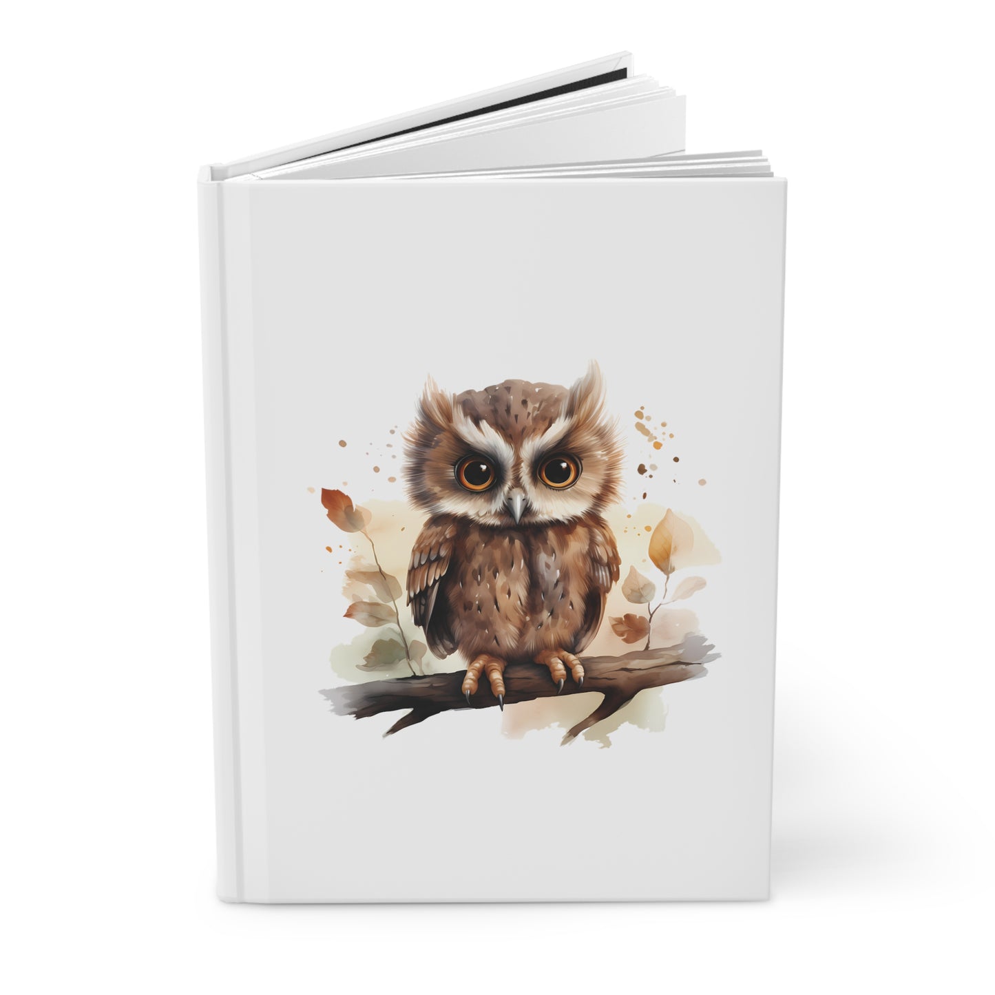 Cute Watercolor Owl Hardcover Journal Matte Notebook