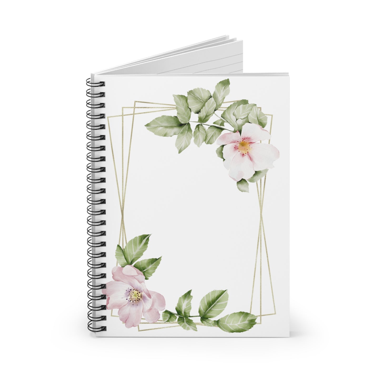 Rose and Gold Frame Spiral Notebook - Ruled Line