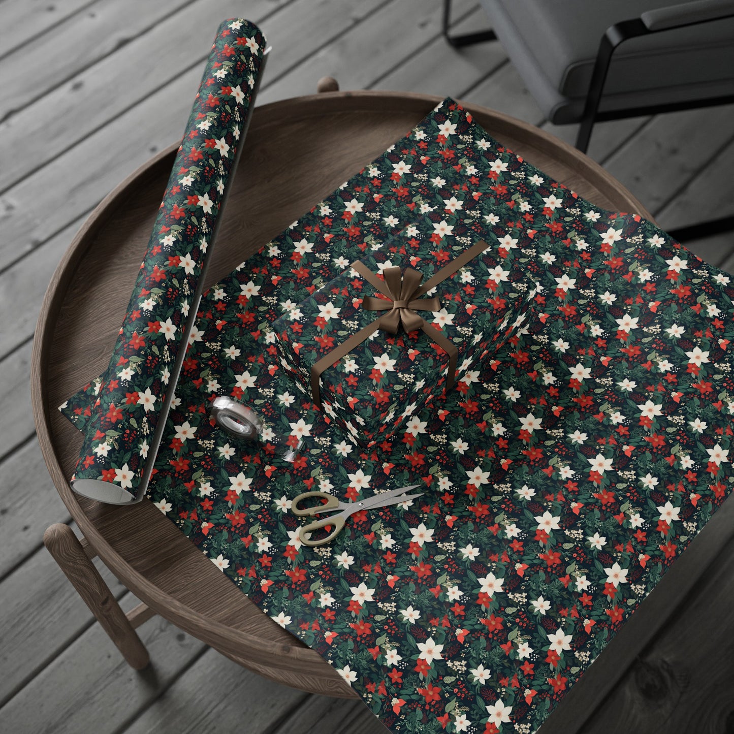 Christmas Flower Gift Wrapping Paper