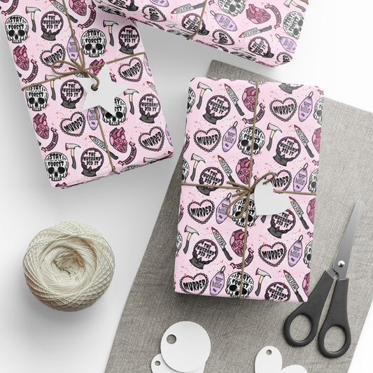 Wrapping Papers - Cute Pastel Pink True Crime Hand Drawn