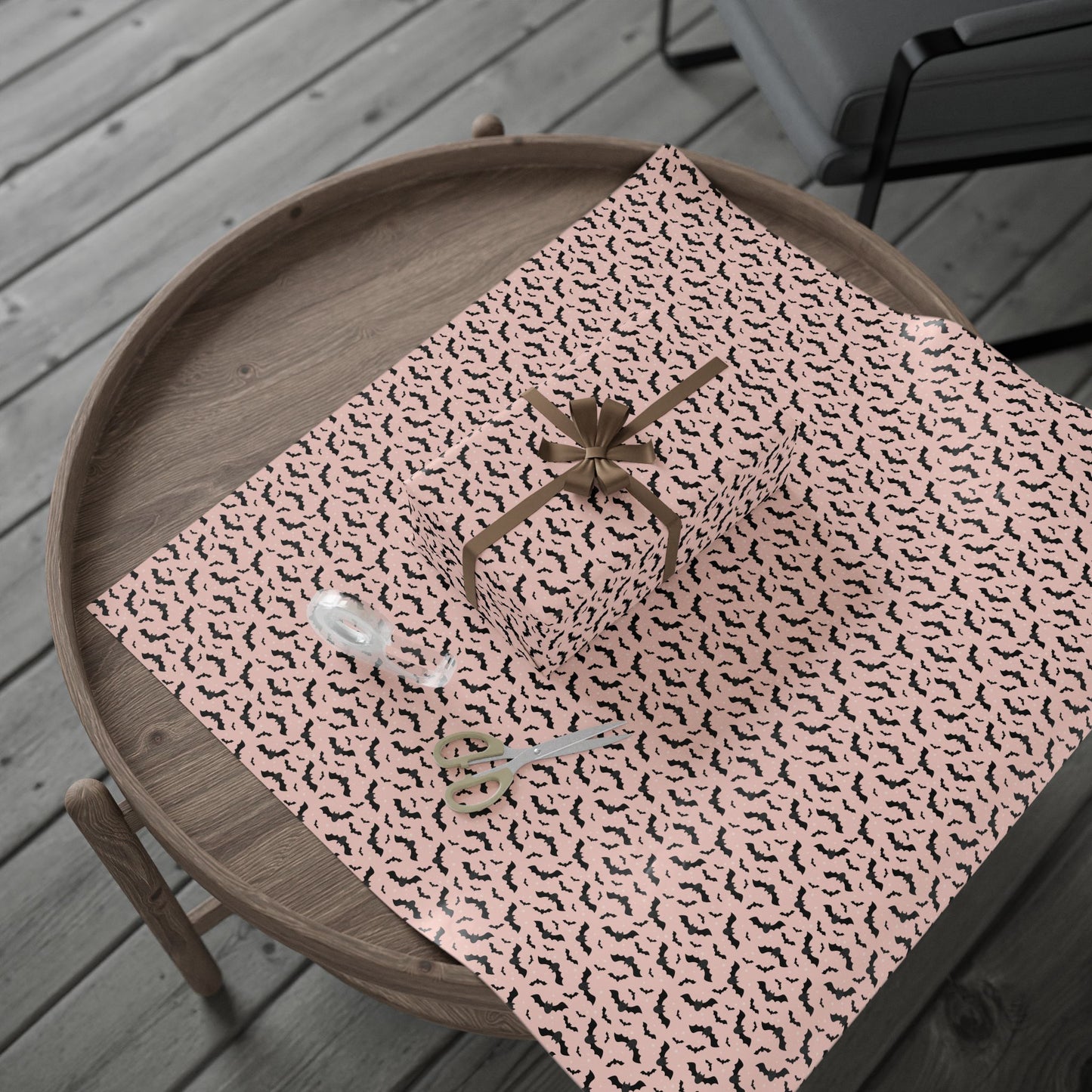 Wrapping Paper - Cute Bat with Pastel Pink Background - Halloween Spooky Gift Wrap