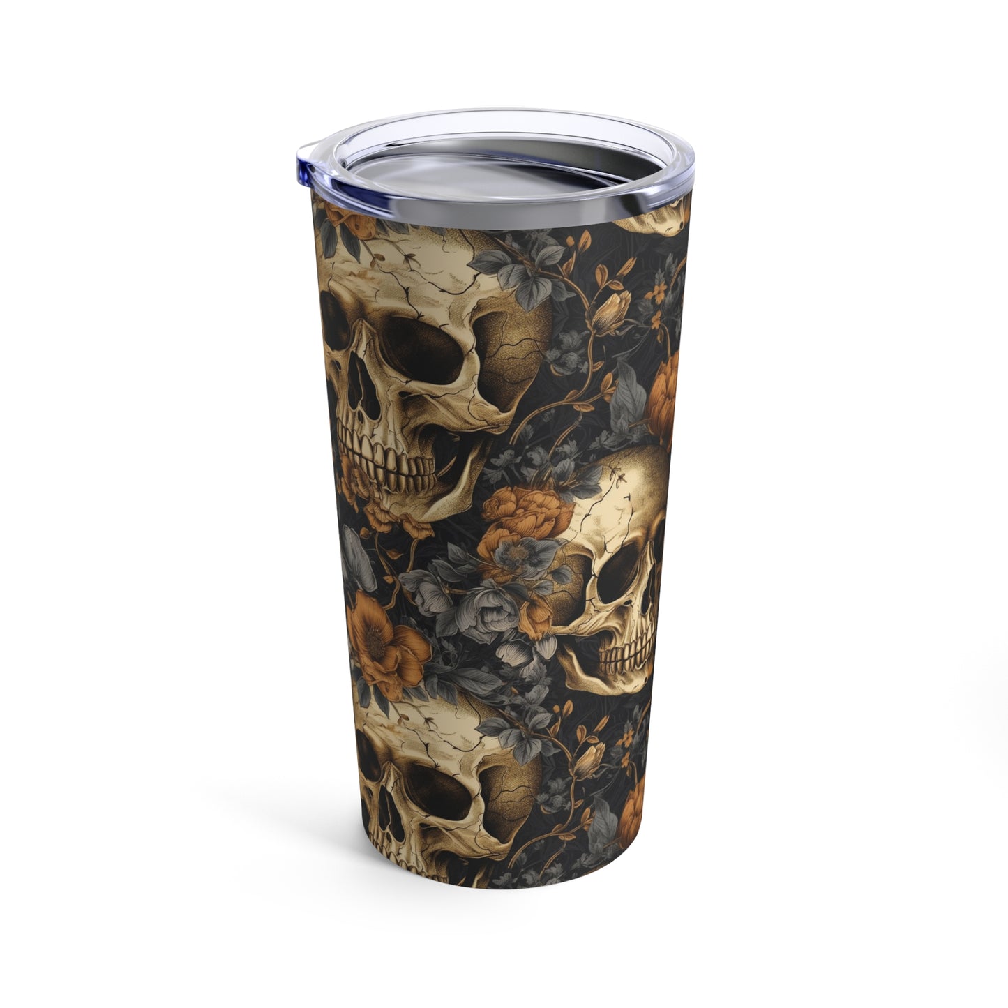 Victorian Skulls and Flowers Tumbler 20oz