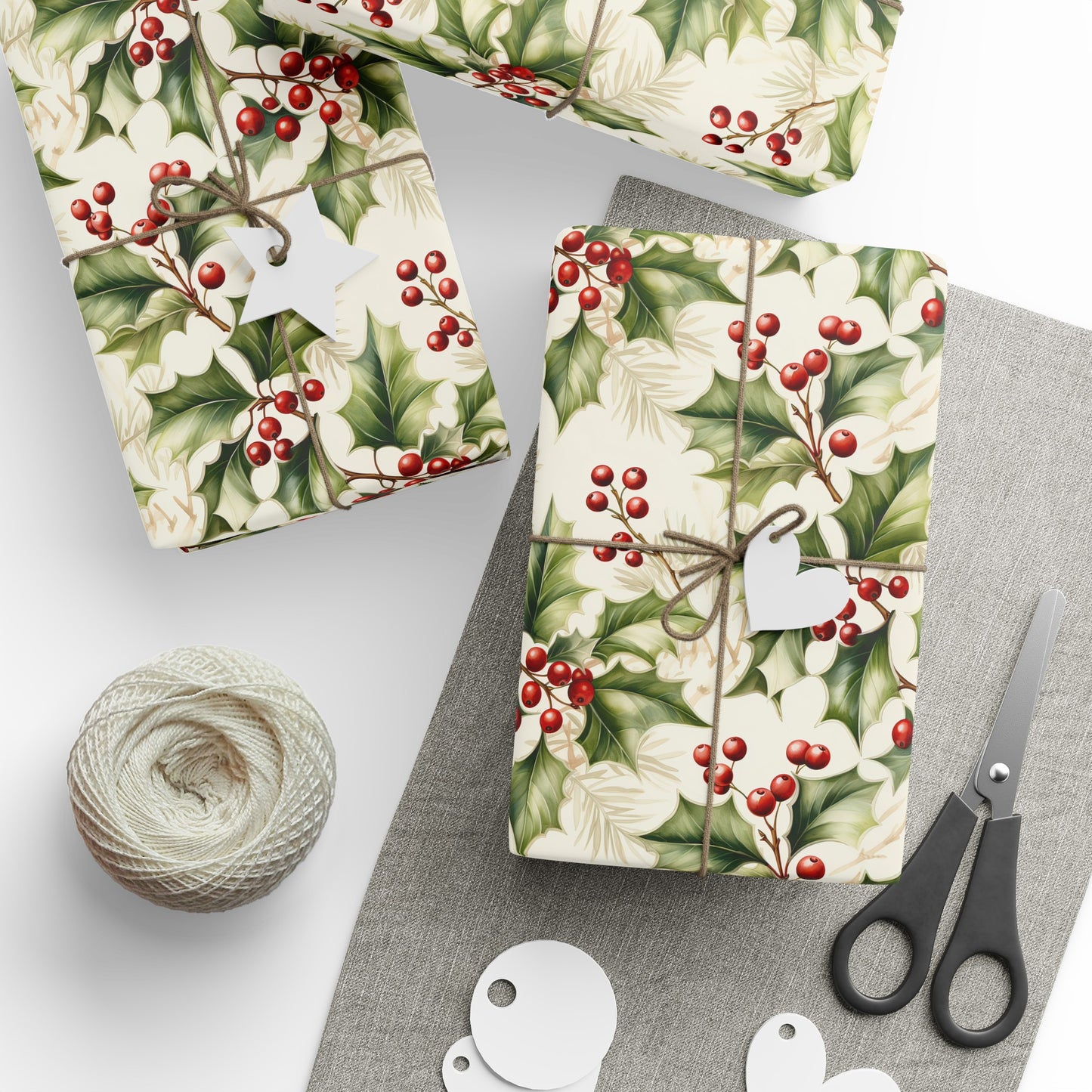 Christmas Gift Wrapping Paper Holly Holiday Wrapping Paper Christmas Gift Wrapping Paper Christmas Holly Paper