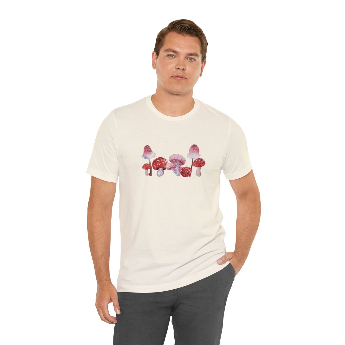 Unisex Red Watercolor Mushroom Jersey Short Sleeve Tee