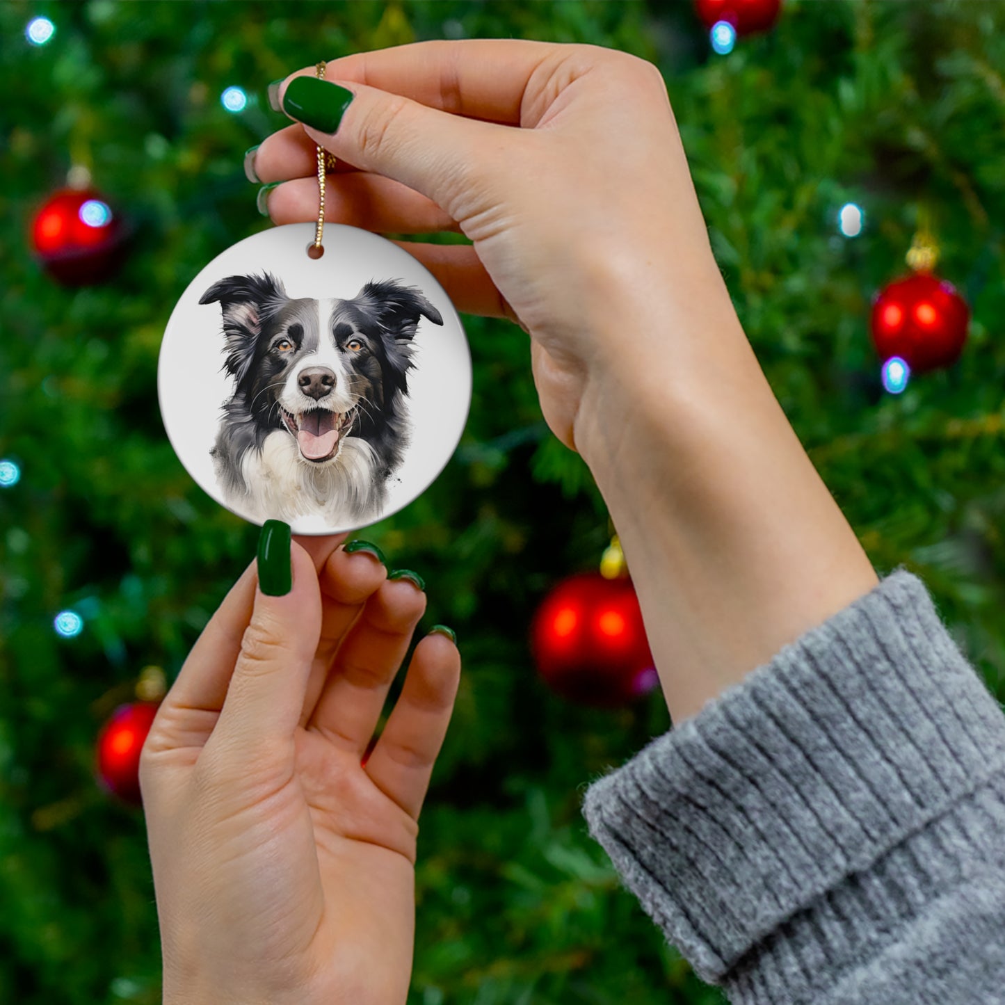 Border Collie Ceramic Ornament Christmas Gift