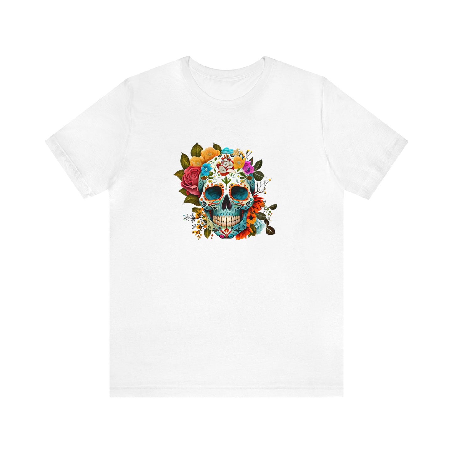 Sugar Skull Floral Shirt Unisex Jersey Short Sleeve Tee