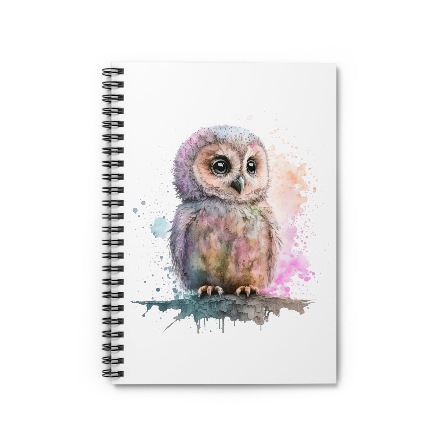 Pastel Watercolor Owlet Spiral Notebook - Ruled Line