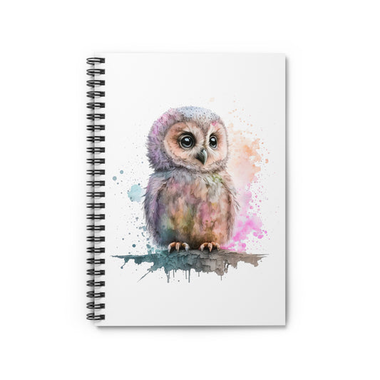 Pastel Watercolor Owlet Spiral Notebook - Ruled Line