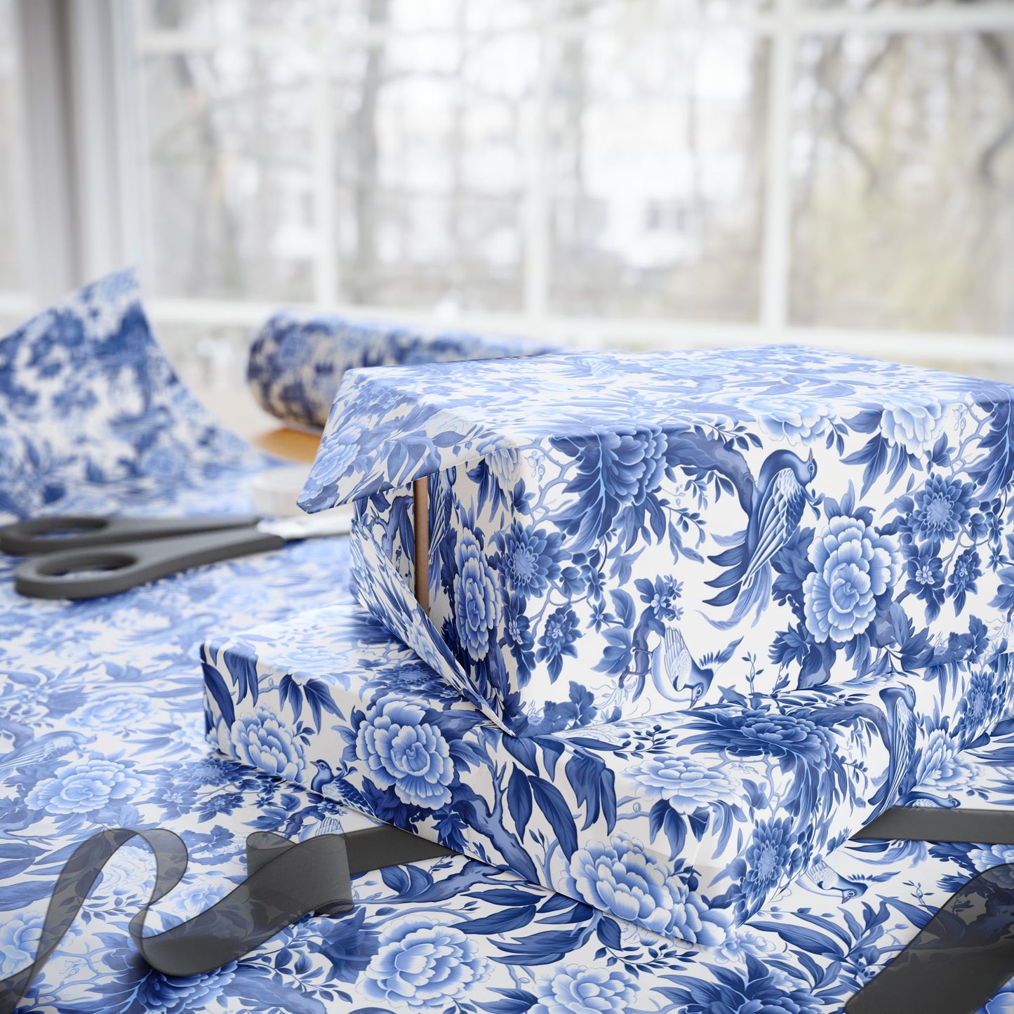 Blue Chinoiserie Gift Wrapping Paper