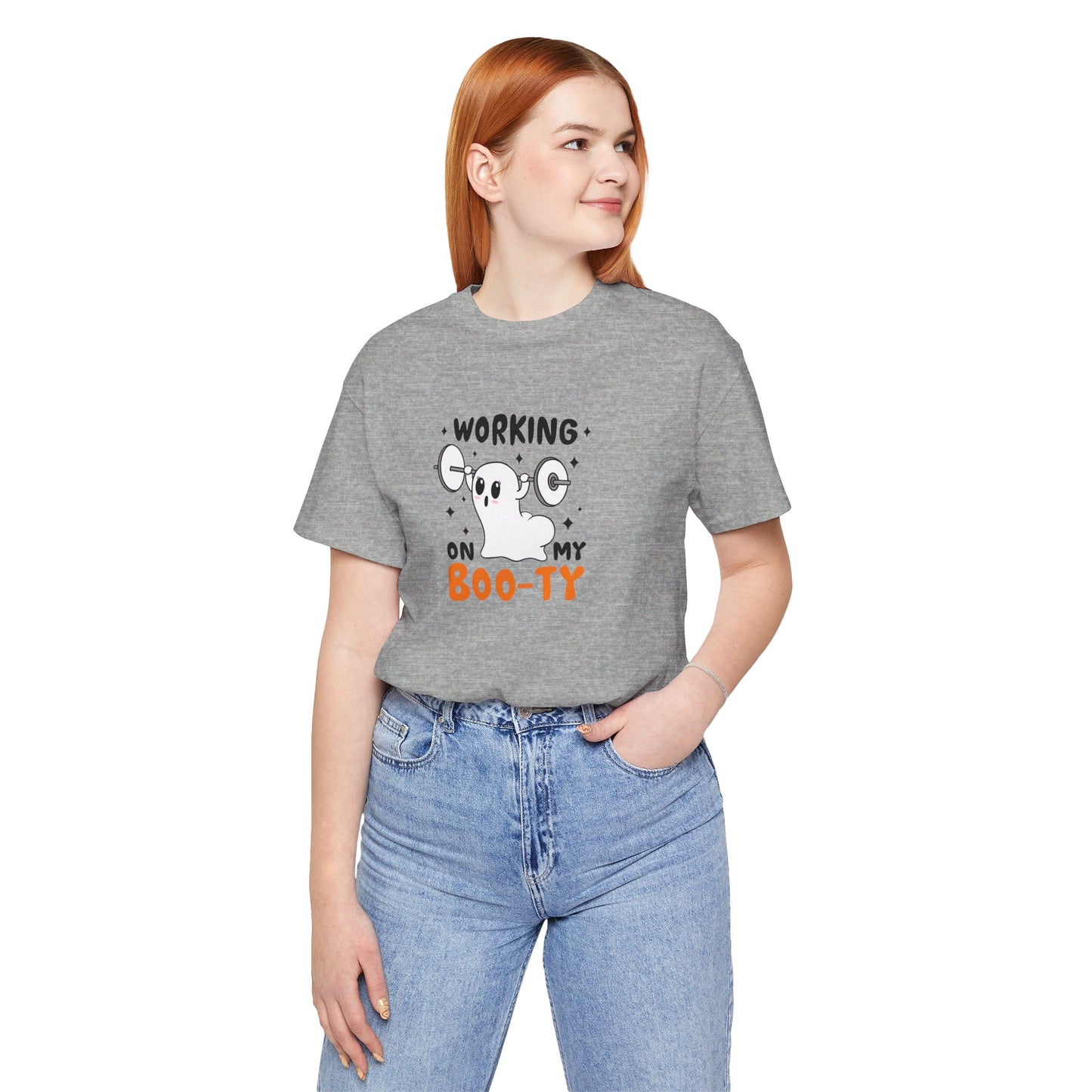 Working on My Booty Ghost Unisex Jersey Short Sleeve Tee Halloween Shirt