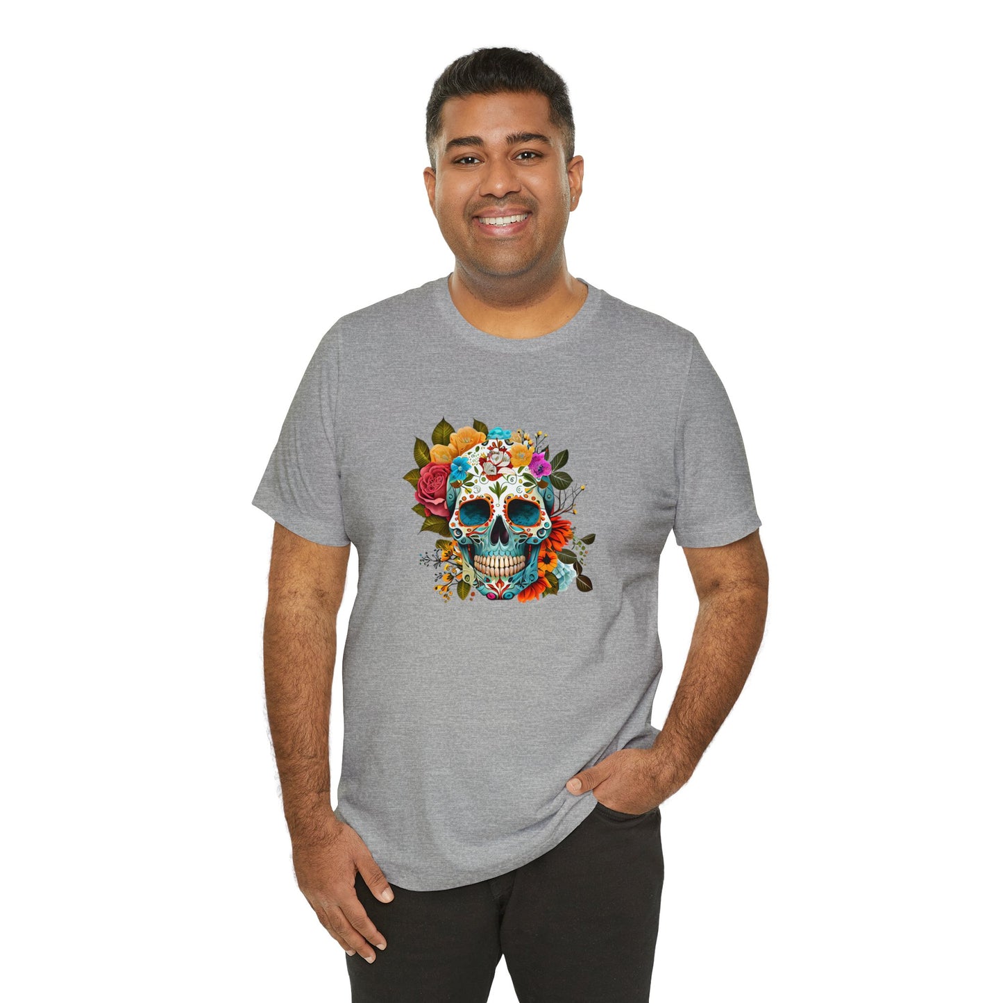 Sugar Skull Floral Shirt Unisex Jersey Short Sleeve Tee