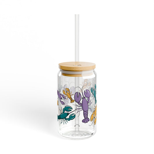 Crawfish Mardi Gras Sipper Glass, 16oz