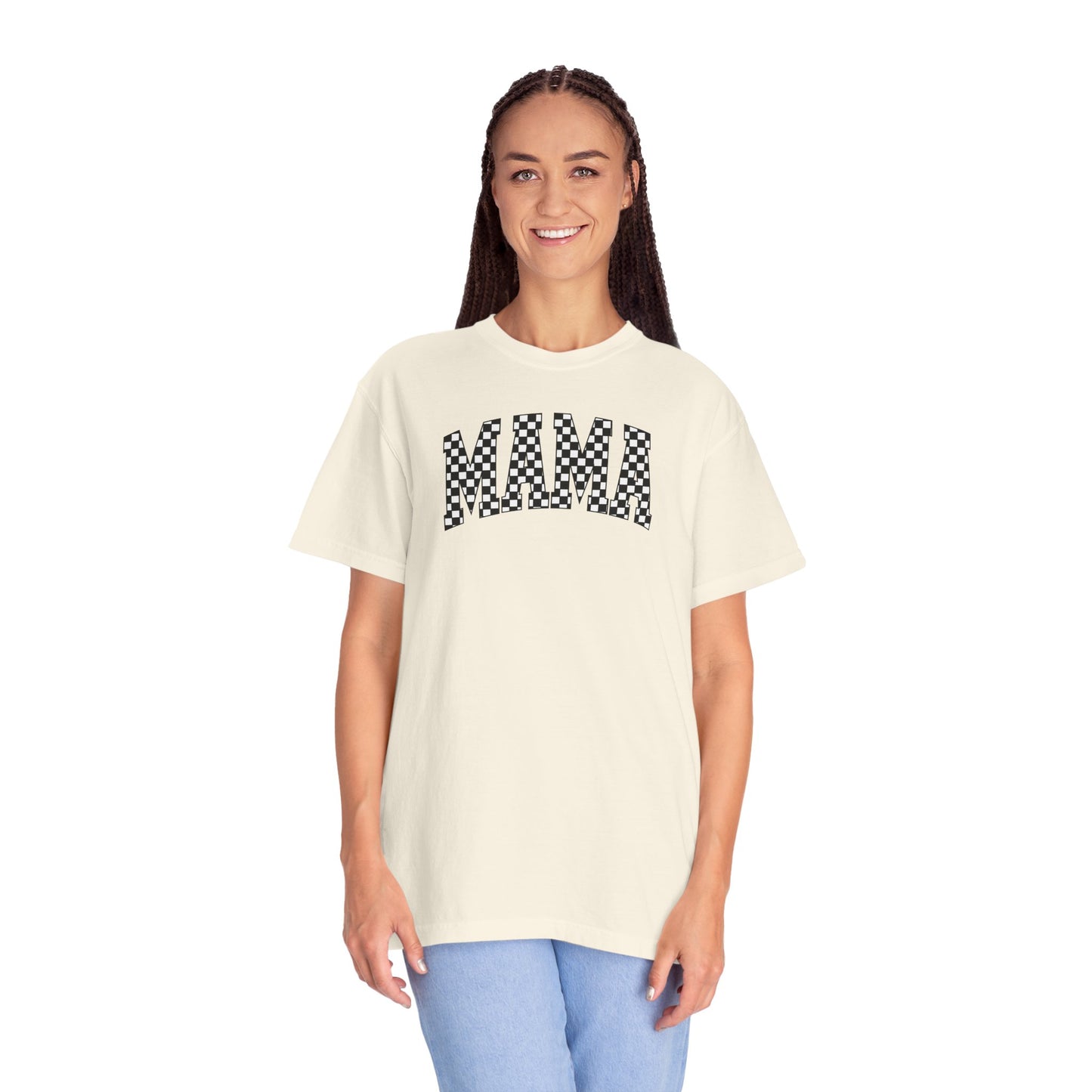 Checkered Mama Unisex T-shirt, Mother's Day Gift, Mom Life Shirt, Family Plaid Tee, Birthday Present for Mom, Gender-Neutral Shirt