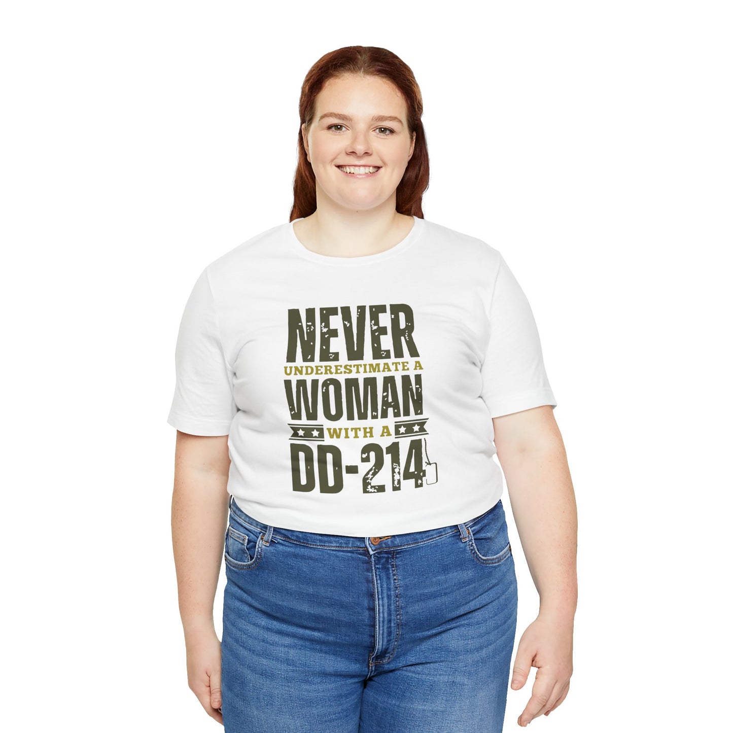 DD-214 Proud Woman T-Shirt – "Never Underestimate a Woman with a DD-214" Military Veteran Tribute Tee