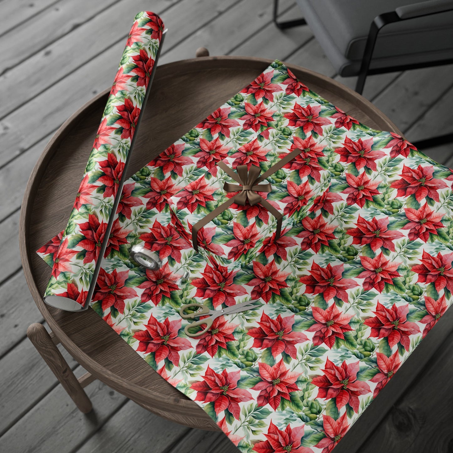 Poinsetta Christmas Gift Wrapping Paper