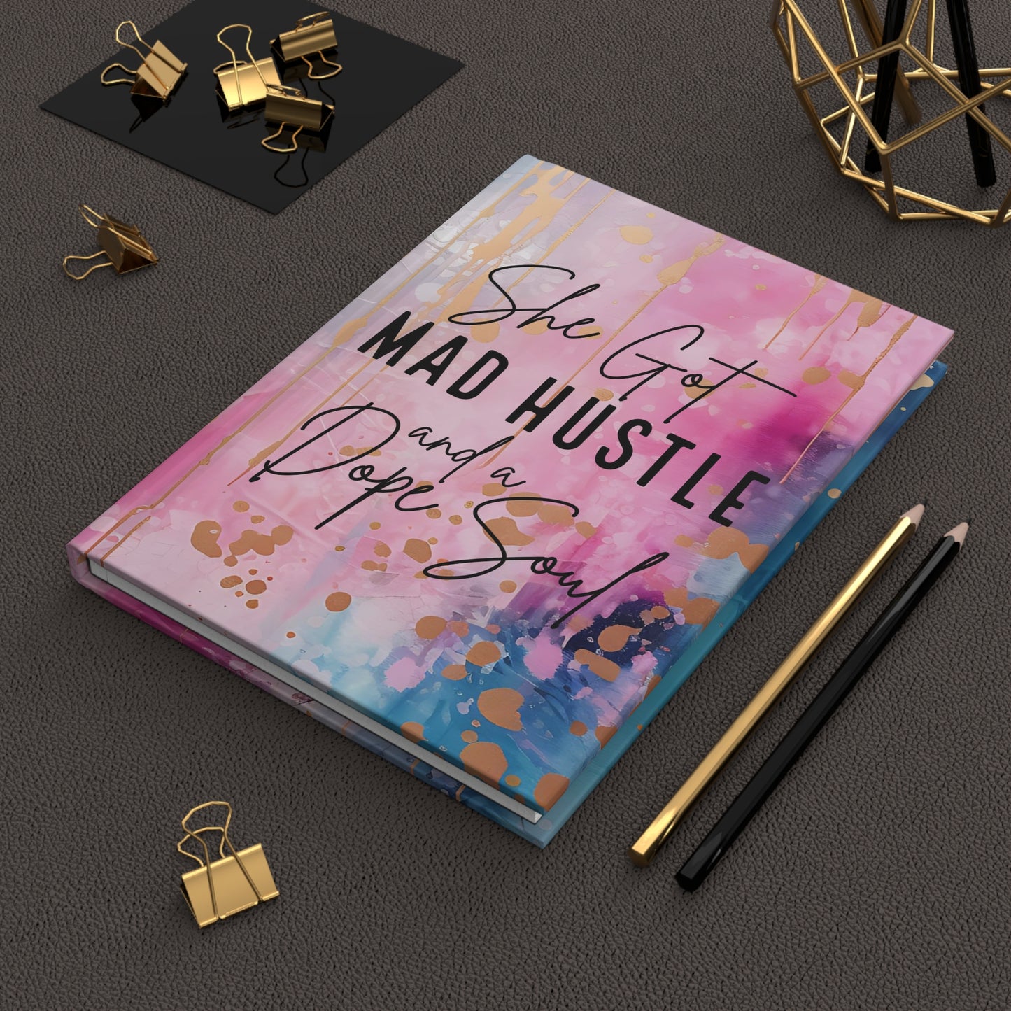 Mad Hustle Trendy Motivational Paint Style Hardcover Journal