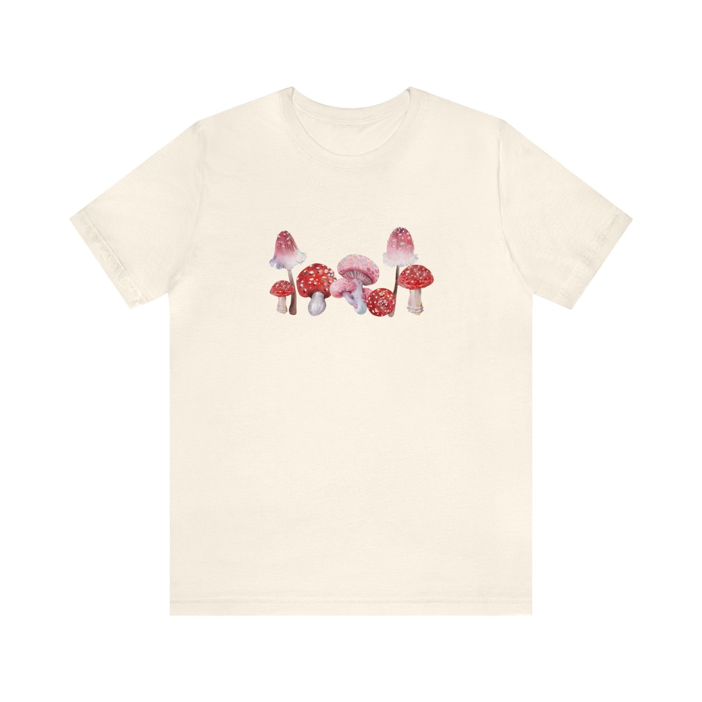 Unisex Red Watercolor Mushroom Jersey Short Sleeve Tee