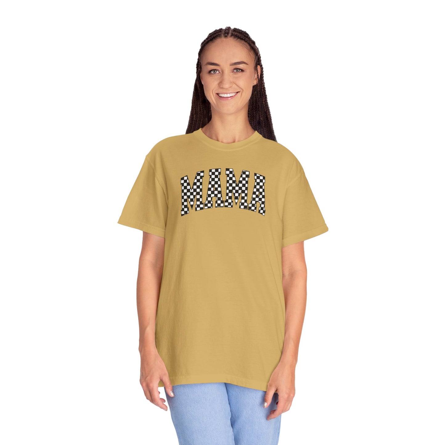 Checkered Mama Unisex T-shirt, Mother's Day Gift, Mom Life Shirt, Family Plaid Tee, Birthday Present for Mom, Gender-Neutral Shirt