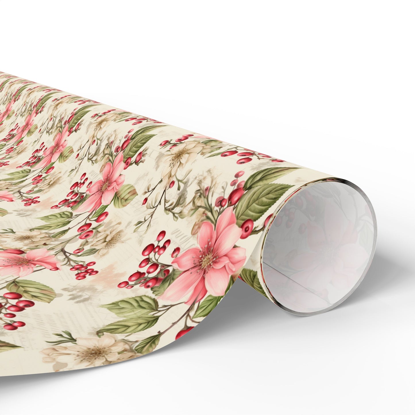 Christmas Pink Flower Gift Wrap