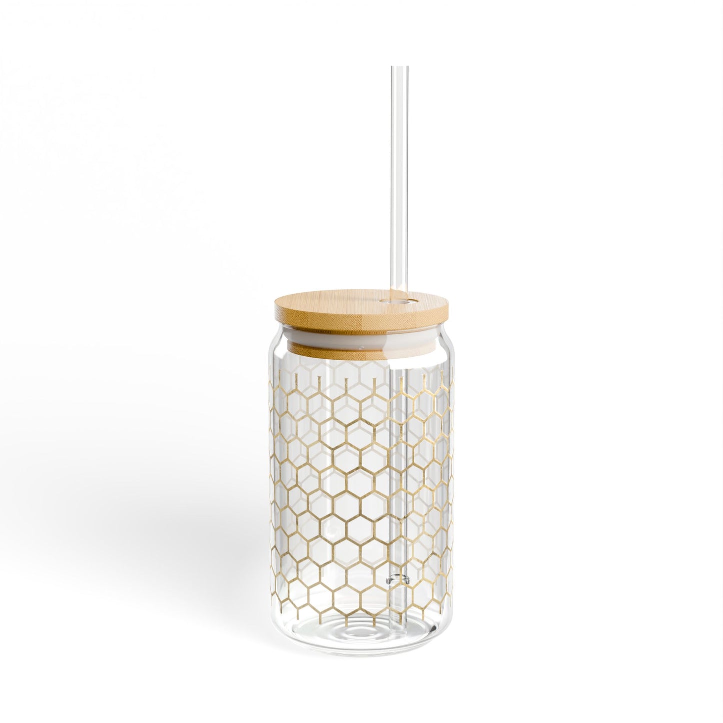 Gold Honeycomb Sipper Glass, 16oz