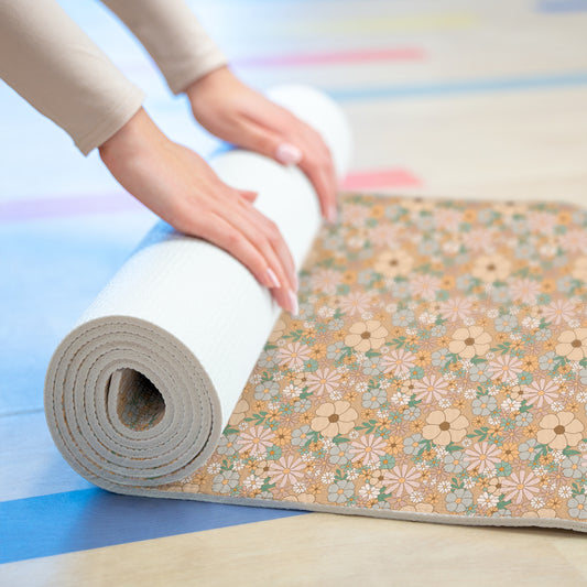 Retro Cottagecore Floral Foam Yoga Mat 24x72in